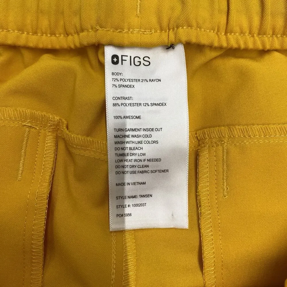 FIGS Tansen Jogger Scrub Pants Men L Tall Yellow Drawstring Pockets Po#5956 NWOT